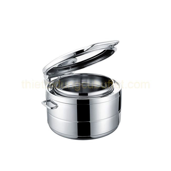 Nồi soup buffet tròn inox 304 nắp kính thủy lực dùng trên bếp từ NF2166